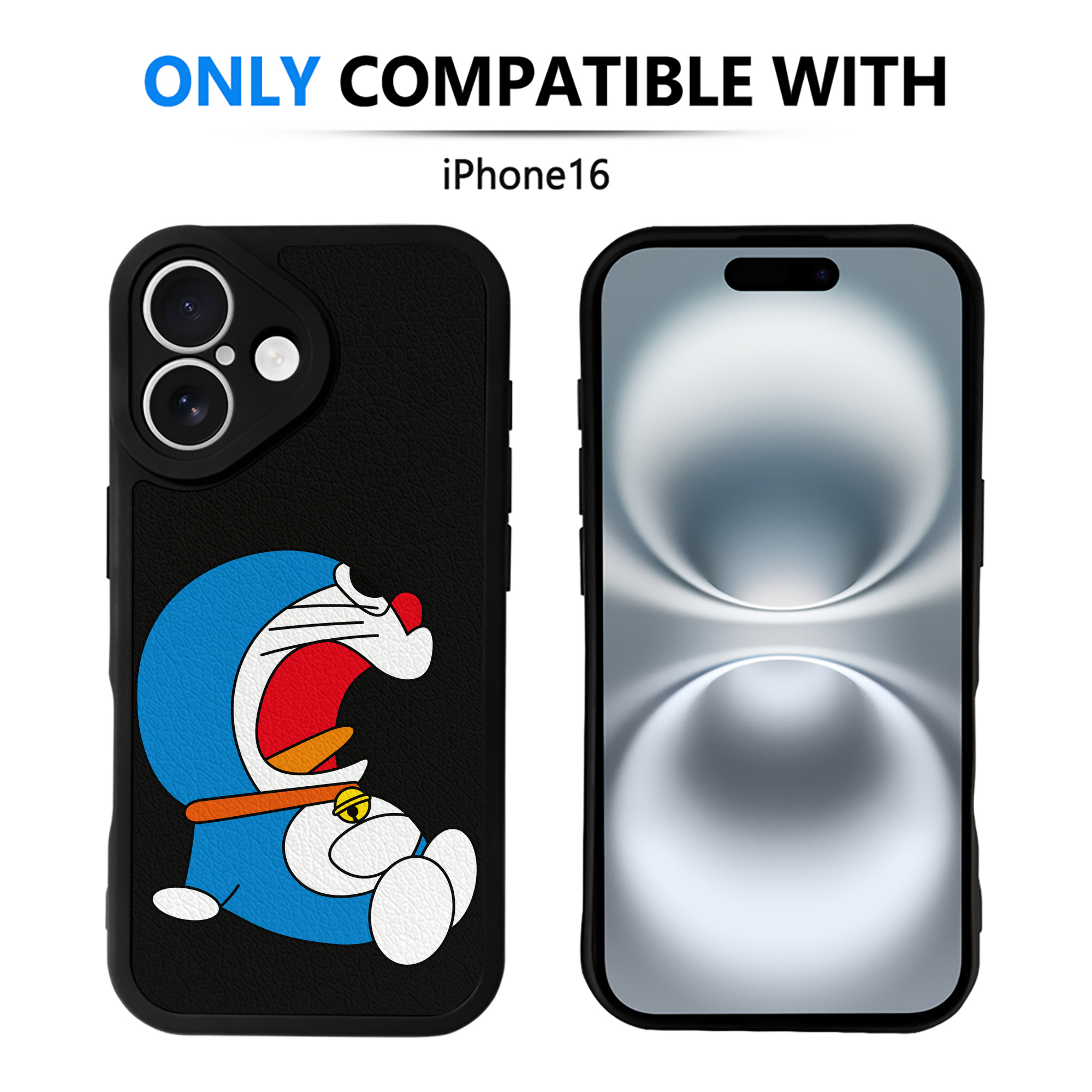 （画像用） ドラえもん Doraemon 【iPhone 16シリーズ対応】シリコンスマホケース（レザー調） 材質：シリコン